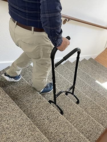 Rock Steady Cane Stair Assist Cane – Less Effort Going Up, Less Impact Coming Down, Lightweight