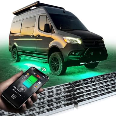 OPT7 Aura Pro RV Exterior Underglow Lights with APP & Remote Control, RGB Multicolor Music Sync, 12V Waterproof Rigid Aluminum LED Light Bar, Outdoor Neon Accent Underbody Kit for Camper Motorhome