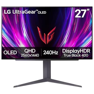 LG 27GS93QE 27-inch Ultragear OLED Gaming Monitor QHD 1440p 240Hz 0.03ms DisplayHDR True Black 400 AMD FreeSync Premium Pro NVIDIA G-Sync HDMI 2.1 DisplayPort Tilt/Height/Pivot Stand Black