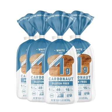 Carbonaut Gluten Free Bread, Low Carb Bread, Keto Bread, Keto-Certified Food, Snack, Meals, Non-GMO, Vegan Bread 4 Pack (Gluten Free White)